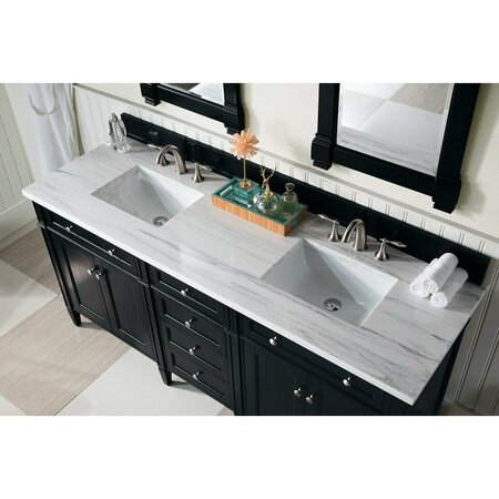 James Martin Vanities Brittany 72in Double Vanity, Black Onyx w/ 3 CM Arctic Fall Solid Surface Top 650-V72-BKO-3AF